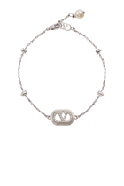 VLogo Signature Bracelet in Metal, Pearls, and Swarovski® Crystals