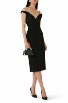  Crystal Strap Detail Midi Dress