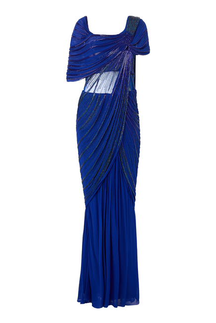 فستان سهرة ساري بتصميم منحوت