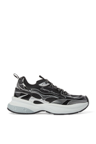 Mesh Sneakers with Laminated Details & Signature Logo