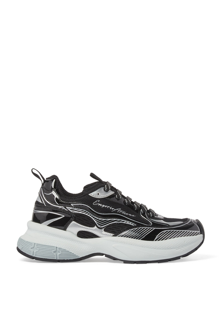 Mesh Sneakers with Laminated Details & Signature Logo
