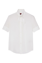 Logo Embroidered Silk Crêpe de Chine Shirt