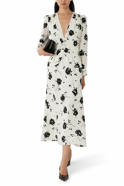 Jewel Buttons Polka Dot Dress