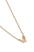 Kids Tiny Bling Butterfly Letter Alef Necklace, 18k Yellow Gold & Enamel