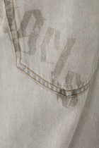 Curved Logo Loose Denim Pants