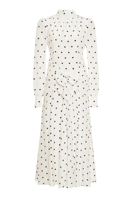 Polka Dot High-Neck Dress