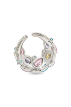 Round Ear Cuff, Silver-Plated Stainless Steel & Crystals