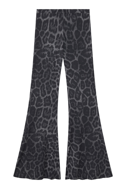 Leopard-Print Mid-Rise Flared Pants