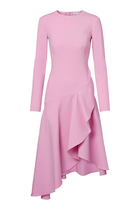Asymmetric Wool-Blend Crepe Dress