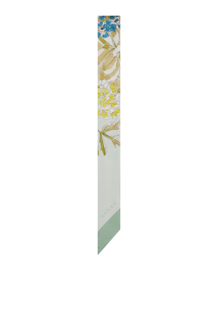 Printed Silk Twill Neck Bow