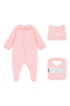 Kids BG Teddy Patch Bib + Hat Set