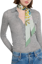 Printed Silk Twill Neck Bow
