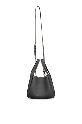 Embossed Grainy Logo Faux-Leather Tote Bag