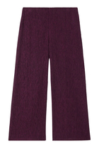 Woven Plissé Wide-Leg Pants