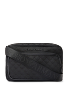 Nylon Shoulder Bag With All-Over Jacquard Eagle