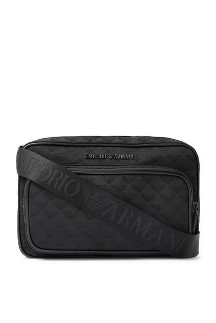 Nylon Shoulder Bag With All-Over Jacquard Eagle