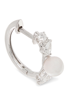 Glitz Hoop Earrings, 18k White Gold & Akoya Pearls, Diamonds