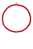 Scallop Rondelle on Bamboo Coral Beaded Bracelet, 14k Yellow Gold & Turquoise Beads
