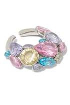 Round Ear Cuff, Silver-Plated Stainless Steel & Crystals