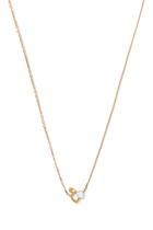 Kids Tiny Bling Heart Letter 'Ein' Necklace, 18K Yellow Gold & Enamel