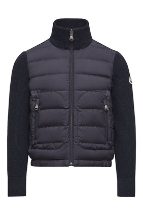 Kids Padded Wool Blend Zip-Up Cardigan