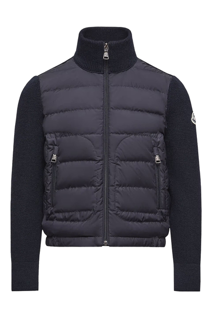 Kids Padded Wool Blend Zip-Up Cardigan