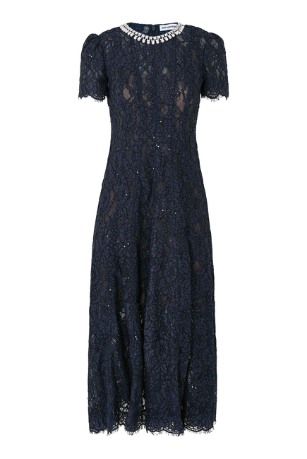 Lace Embellished Midi Dress 