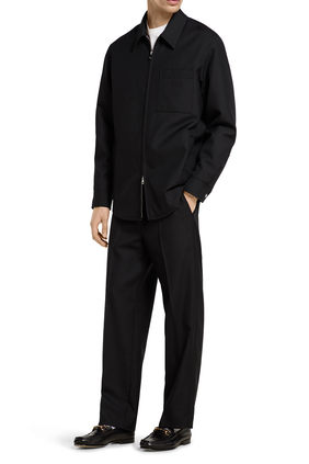 Logo Wool Blend Twill Pants