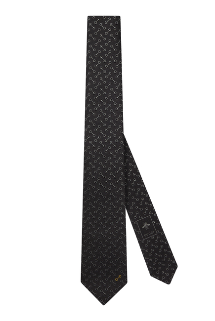 Horsebit Silk Jacquard Tie