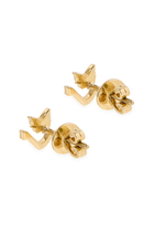Kids Tiny Bling Butterfly Charm Letter 'Lam' Earrings, 18K Yellow Gold & Enamel