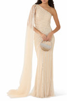One-Shoulder Sequin Embellished Gown 