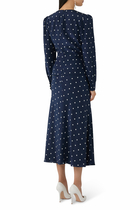 Jewel Buttons Polka Dot Dress