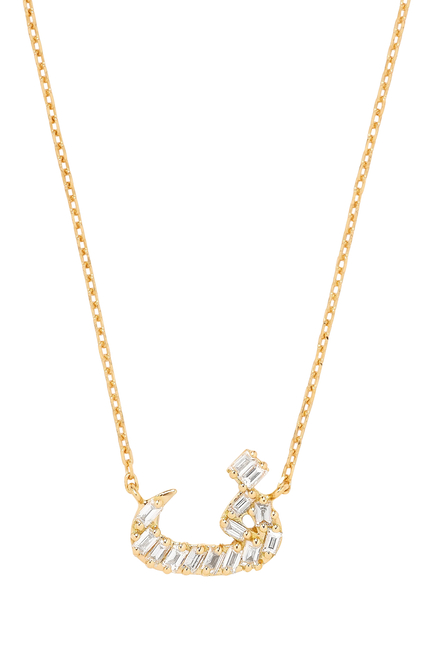 Oula XS Letter Faa Necklace, 18K Yellow Gold &  Baguette Diamonds