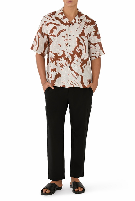 Paisley Linen Camp Collar Shirt