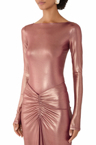 Coated Jersey Boatneck Bodysuit