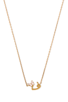 Kids Tiny Bling Butterfly Letter Faa Necklace, 18k Yellow Gold & Enamel