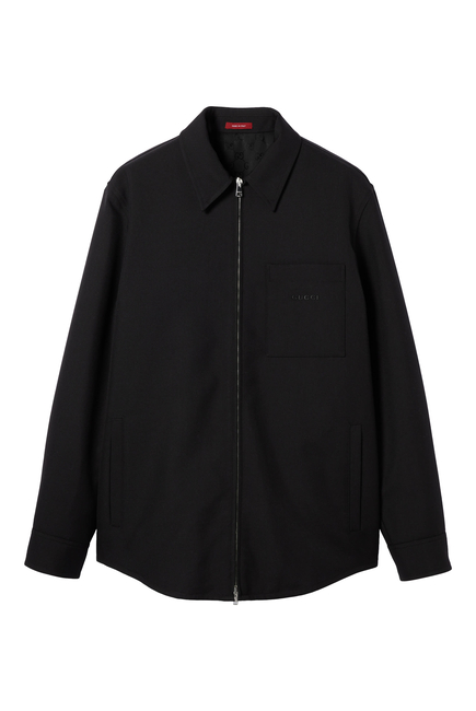 Wool Twill Zip Overshirt