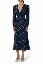 Jewel Buttons Polka Dot Dress