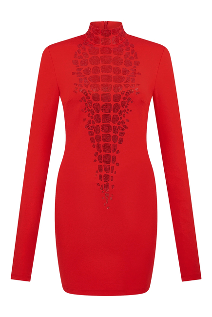 Croc Rhinestone Embellished Mini Dress