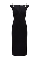  Crystal Strap Detail Midi Dress
