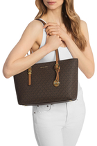 Quinn Medium Signature Logo Leather Tote Bag