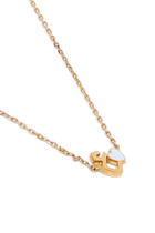 Kids Tiny Bling Heart Letter 'Ein' Necklace, 18K Yellow Gold & Enamel