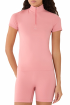  Plant-Stretch Zip Short Sleeve Top