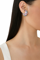 Round Ear Cuff, Silver-Plated Stainless Steel & Crystals