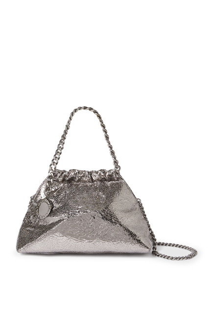 Falabella Cracked Metallic Drawstring Crossbody Bag