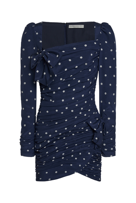 Polka Dot Draped Mini Dress