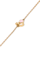 Kids Tiny Bling Heart Letter Ein Bracelet, 18k Yellow Gold & Enamel