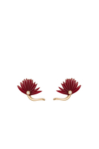 Psychedelia Stud Earrings, 18k Yellow Gold, Diamonds & Red Agate