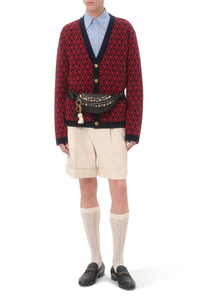 Wool Cardigan with Toute La V Pattern