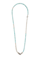 Beaded Snake Necklace, 18K Yellow Gold with Sterling Silver, Diamonds & Lapis-Larimar Beads